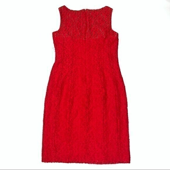Anne Klein NWT Lipstick Red All Over Lace Lined Sleeveless Dress Size 6 Zip Up - Picture 2 of 11